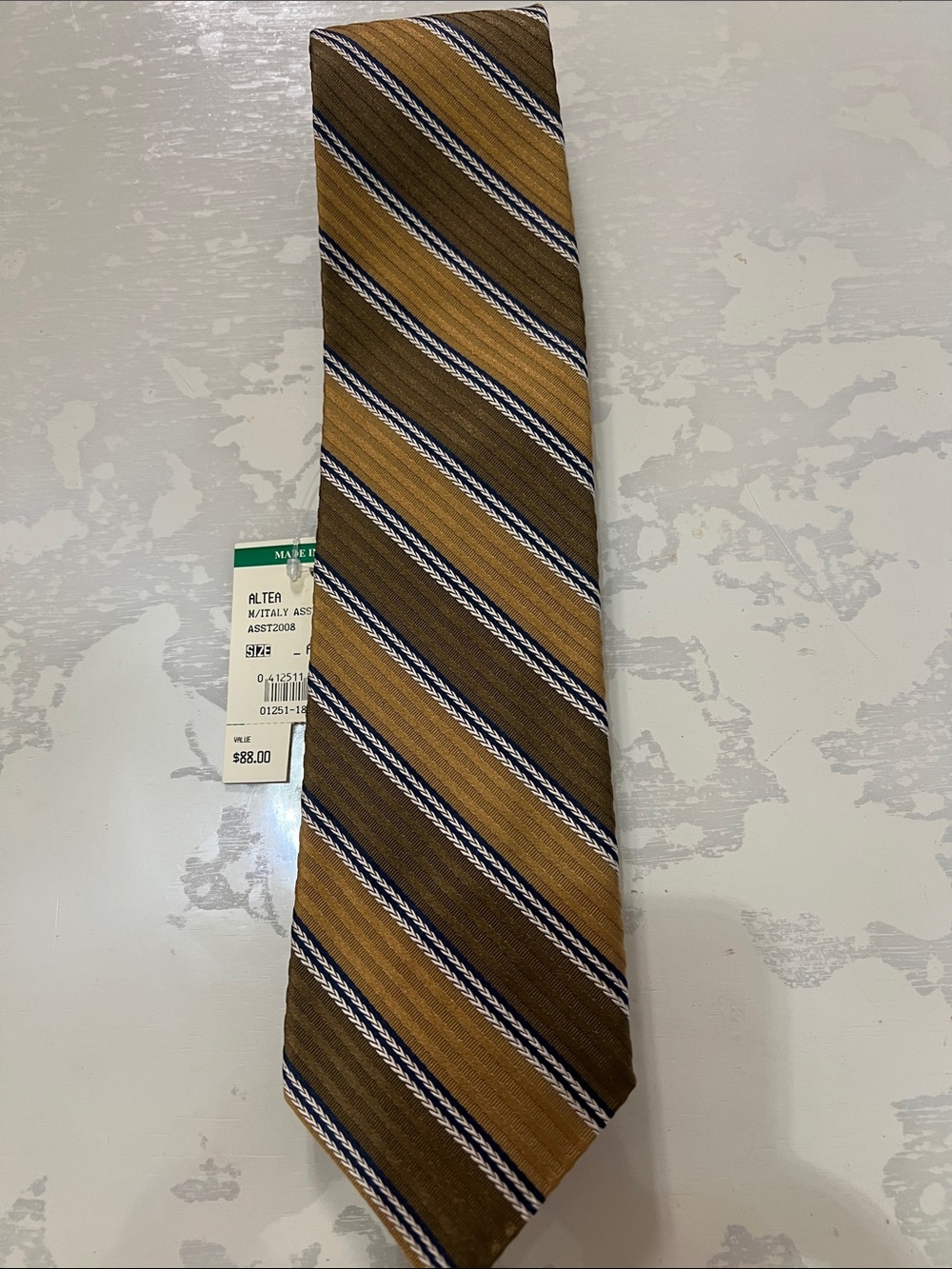 Altea Brown, Gold & Navy Diagonal Stripe Tie